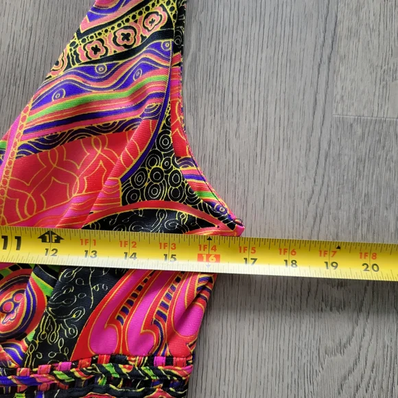 Vintage 70s 80s Vibrant Print Genie Artsy Multicolor Wide Leg Jumpsuit Sz Small - Picture 10 of 16